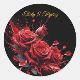 Elegant 30th Birthday - Roses in Bloom Classic Round Sticker