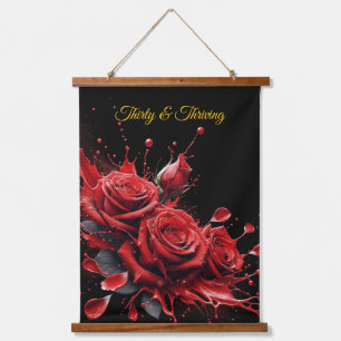 Elegant 30th Birthday - Roses in Bloom Hanging Tapestry