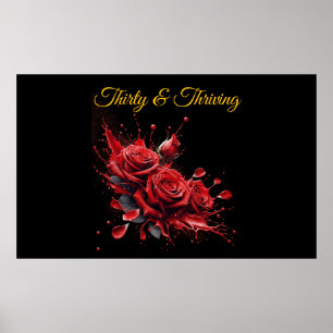Elegant 30th Birthday - Roses in Bloom Poster