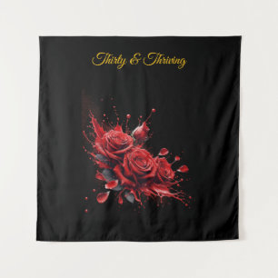 Elegant 30th Birthday - Roses in Bloom Tapestry