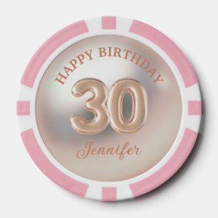 elegant 30th happy birthday rose gold luxury chic poker chips