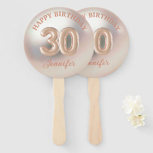 elegant 30th happy birthday rose gold luxury hand fan