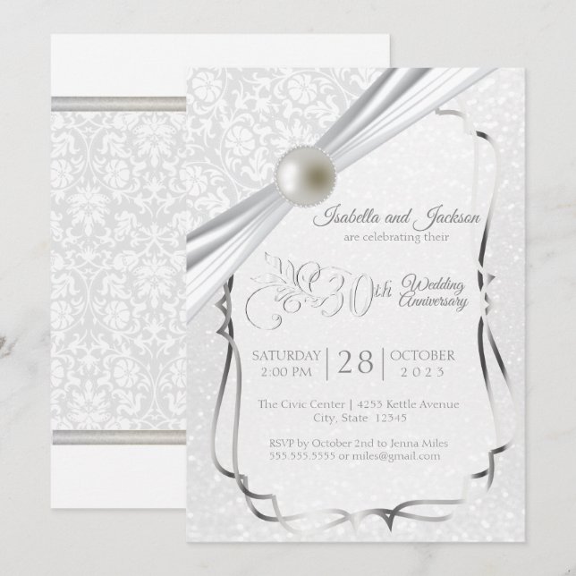 Elegant 30th Pearl Anniversary Design Invitation (Front/Back)