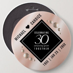 Elegant 30th Pearl Wedding Anniversary Celebration 6 Cm Round Badge