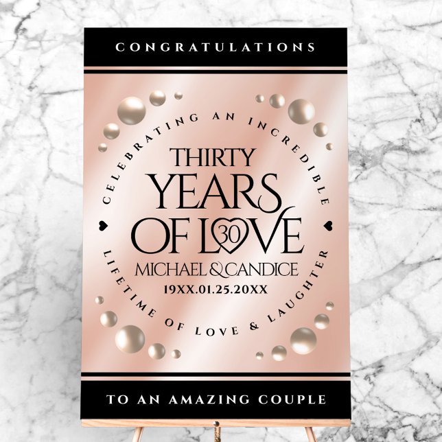 Elegant 30th Pearl Wedding Anniversary Celebration Acrylic Sign (Elegant 30th Pearl Wedding Anniversary Acrylic Sign Cover Photo)