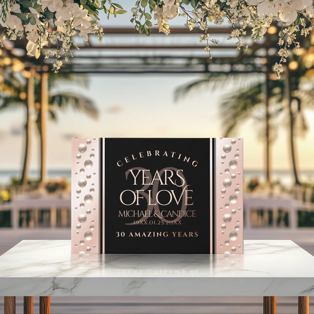 Elegant 30th Pearl Wedding Anniversary Celebration Guest Book (EO 30th Pearl Wedding Anniversary 9x6-inch Foil Guest Book Cover Photo)