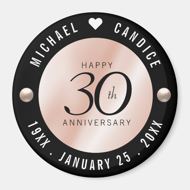 Elegant 30th Pearl Wedding Anniversary Celebration Magnet (Front)