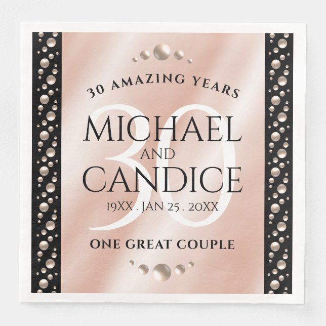 Elegant 30th Pearl Wedding Anniversary Celebration Napkin (Front)