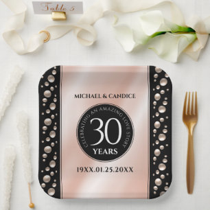Elegant 30th Pearl Wedding Anniversary Celebration Paper Plate