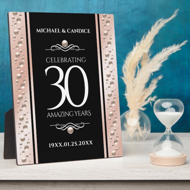 Elegant 30th Pearl Wedding Anniversary Celebration Plaque (Side)