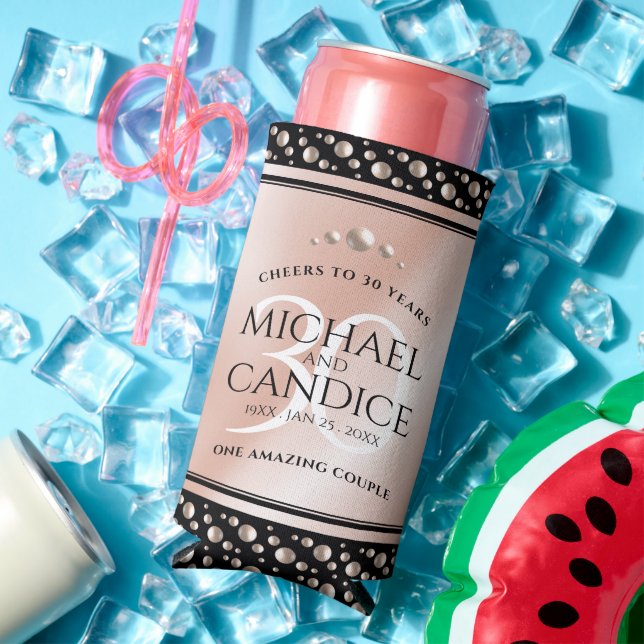 Elegant 30th Pearl Wedding Anniversary Celebration Seltzer Can Cooler (In Situ Summer)