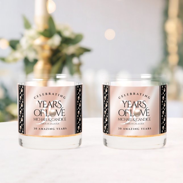 Elegant 30th Pearl Wedding Anniversary Celebration Whiskey Glass (Insitu (Wedding))