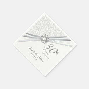 Elegant 30th  Wedding Anniversary Design Napkin