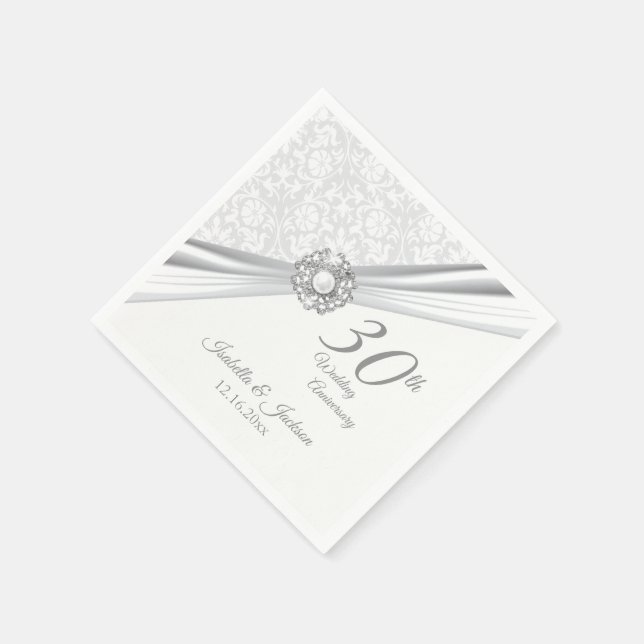 Elegant 30th  Wedding Anniversary Design Napkin (Corner)