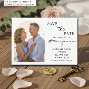 Elegant 30th Wedding Anniversary Photo Save The Date