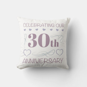 Elegant 30th Wedding Anniversary Purple Cushion