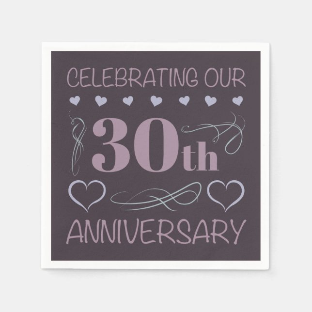 Elegant 30th Wedding Anniversary Purple Napkin (Front)