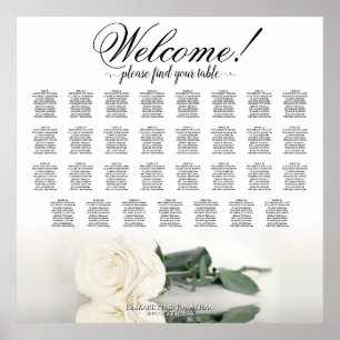 Elegant 31 Table White Rose Wedding Seating Chart
