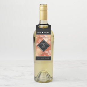 Elegant 32nd Bronze Wedding Anniversary Bottle Tag