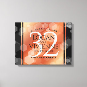 Elegant 32nd Bronze Wedding Anniversary Canvas Print