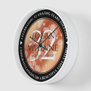 Elegant 32nd Bronze Wedding Anniversary Clock