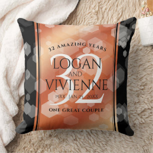 Elegant 32nd Bronze Wedding Anniversary Cushion