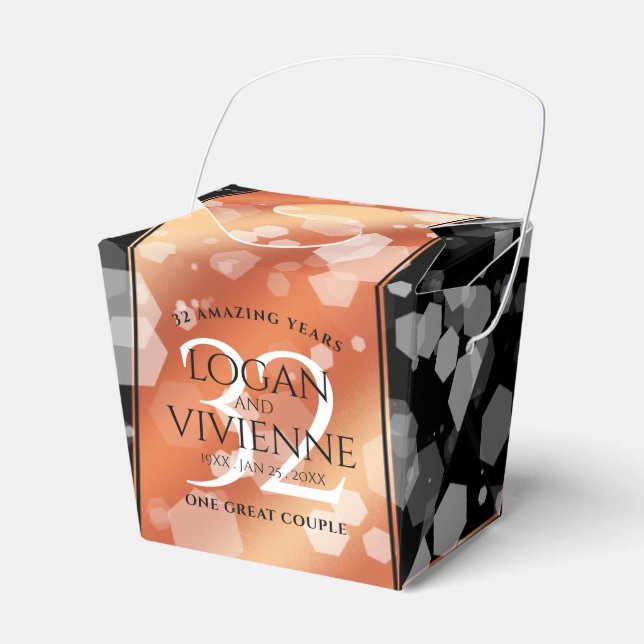 Elegant 32nd Bronze Wedding Anniversary Favour Box (Front Side)