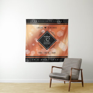 Elegant 32nd Bronze Wedding Anniversary Tapestry