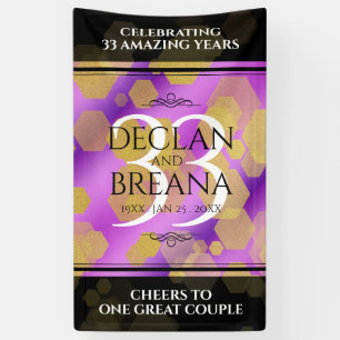 Elegant 33rd Amethyst Wedding Anniversary Banner