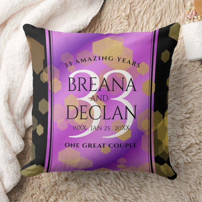 Elegant 33rd Amethyst Wedding Anniversary Cushion (Blanket)