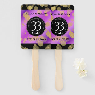 Elegant 33rd Amethyst Wedding Anniversary Hand Fan