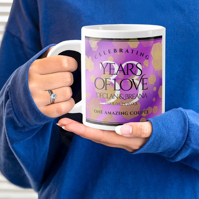 Elegant 33rd Amethyst Wedding Anniversary Large Coffee Mug (33rd Wedding Anniversary Jumbo Coffee Mug Cover Photo.)