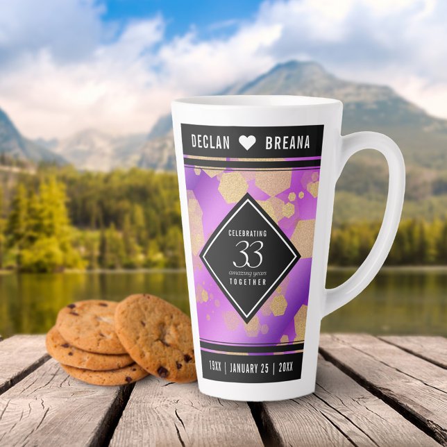 Elegant 33rd Amethyst Wedding Anniversary Latte Mug (Creator Uploaded)