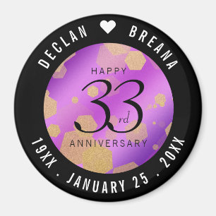 Elegant 33rd Amethyst Wedding Anniversary Magnet
