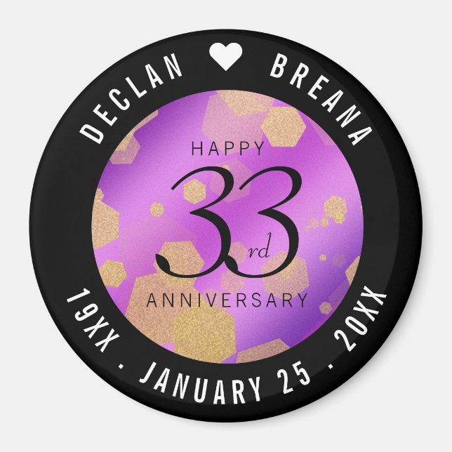 Elegant 33rd Amethyst Wedding Anniversary Magnet (Front)