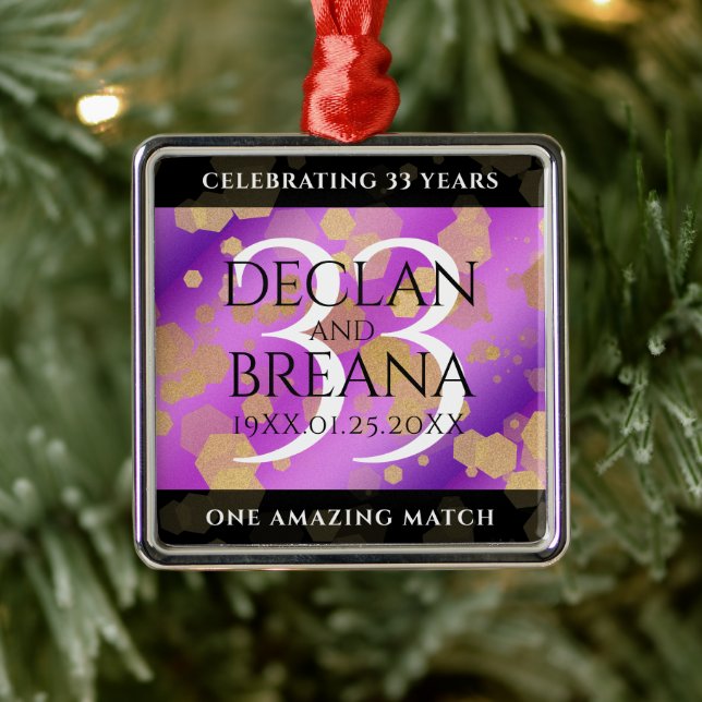 Elegant 33rd Amethyst Wedding Anniversary Metal Tree Decoration (Tree)