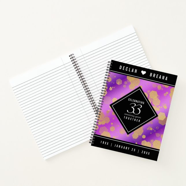 Elegant 33rd Amethyst Wedding Anniversary Notebook (Inside)