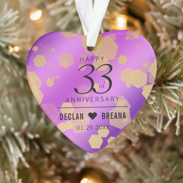Elegant 33rd Amethyst Wedding Anniversary Ornament (Tree)
