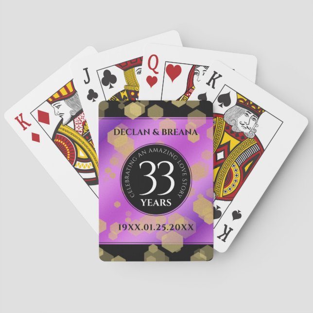 Elegant 33rd Amethyst Wedding Anniversary Playing Cards (Back)