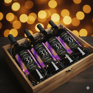 Elegant 33rd Amethyst Wedding Anniversary Wine Label