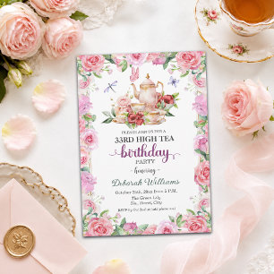 Elegant 33rd Birthday High Tea Party Invitation