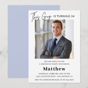 Elegant 34th birthday invitations Men Photo