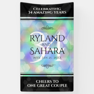 Elegant 34th Opal Wedding Anniversary Celebration Banner