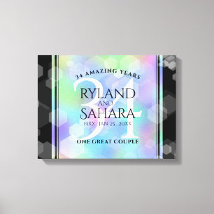 Elegant 34th Opal Wedding Anniversary Celebration Canvas Print