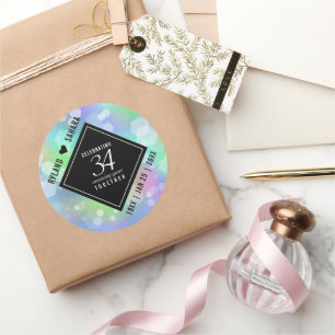 Elegant 34th Opal Wedding Anniversary Celebration Classic Round Sticker