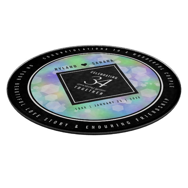 Elegant 34th Opal Wedding Anniversary Celebration Cutting Board (Corner)