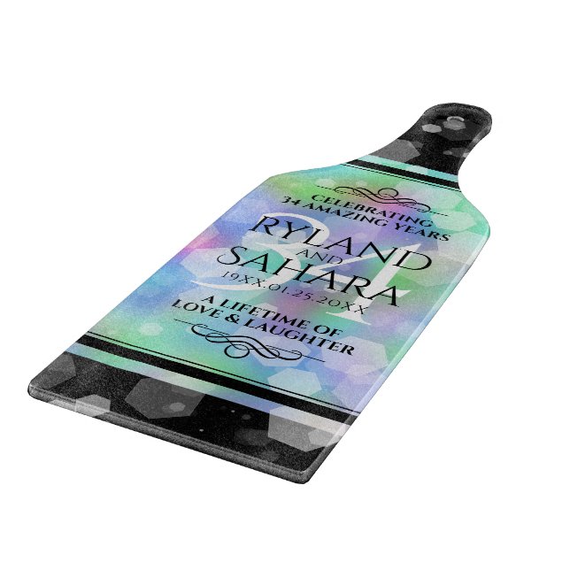 Elegant 34th Opal Wedding Anniversary Celebration Cutting Board (Corner)