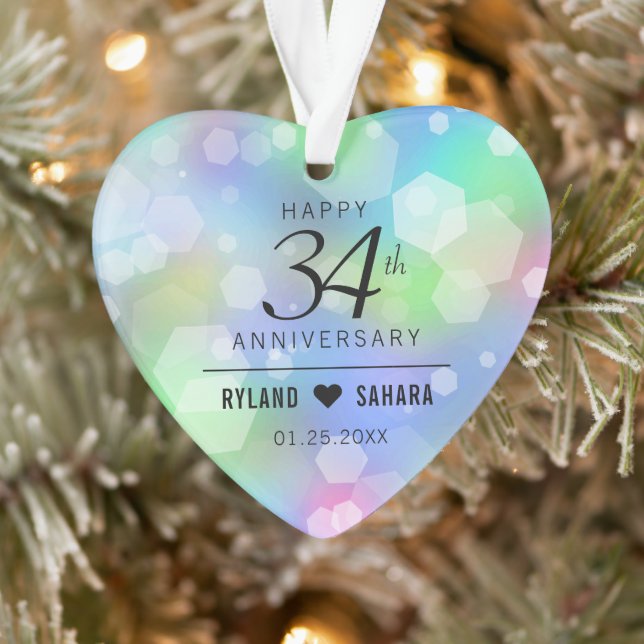 Elegant 34th Opal Wedding Anniversary Celebration Ornament (Tree)