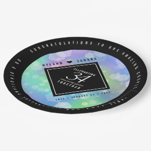 Elegant 34th Opal Wedding Anniversary Celebration Paper Plate