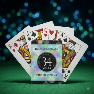 Elegant 34th Opal Wedding Anniversary Celebration Playing Cards
